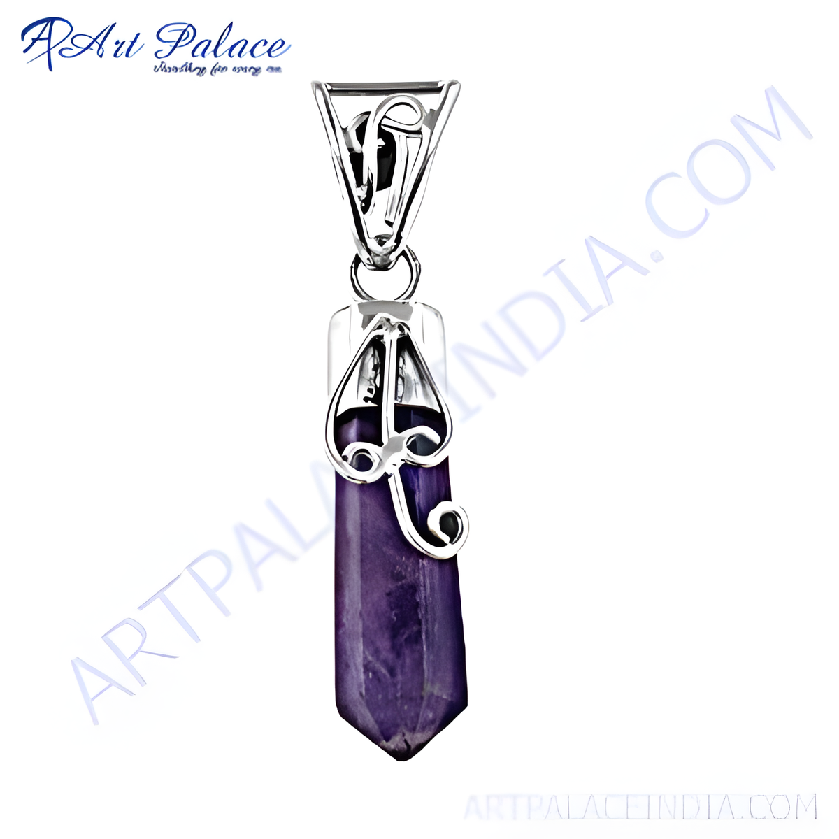 925 sterling silver amethyst pendant, featuring a purple gemstone in a detailed setting