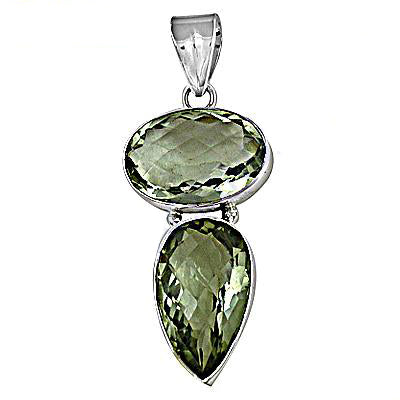 925 Silver Green Amethyst Pendant for Women | Gemstone Jewelry