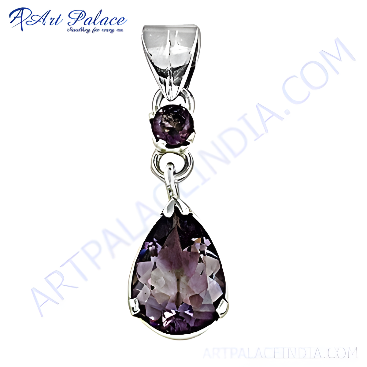 925 sterling silver amethyst teardrop pendant necklace for women