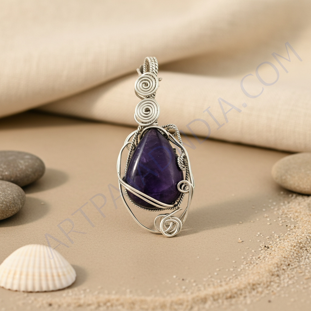 925 Silver Purple Gemstone Pendant for Women | Daily Wear Gift