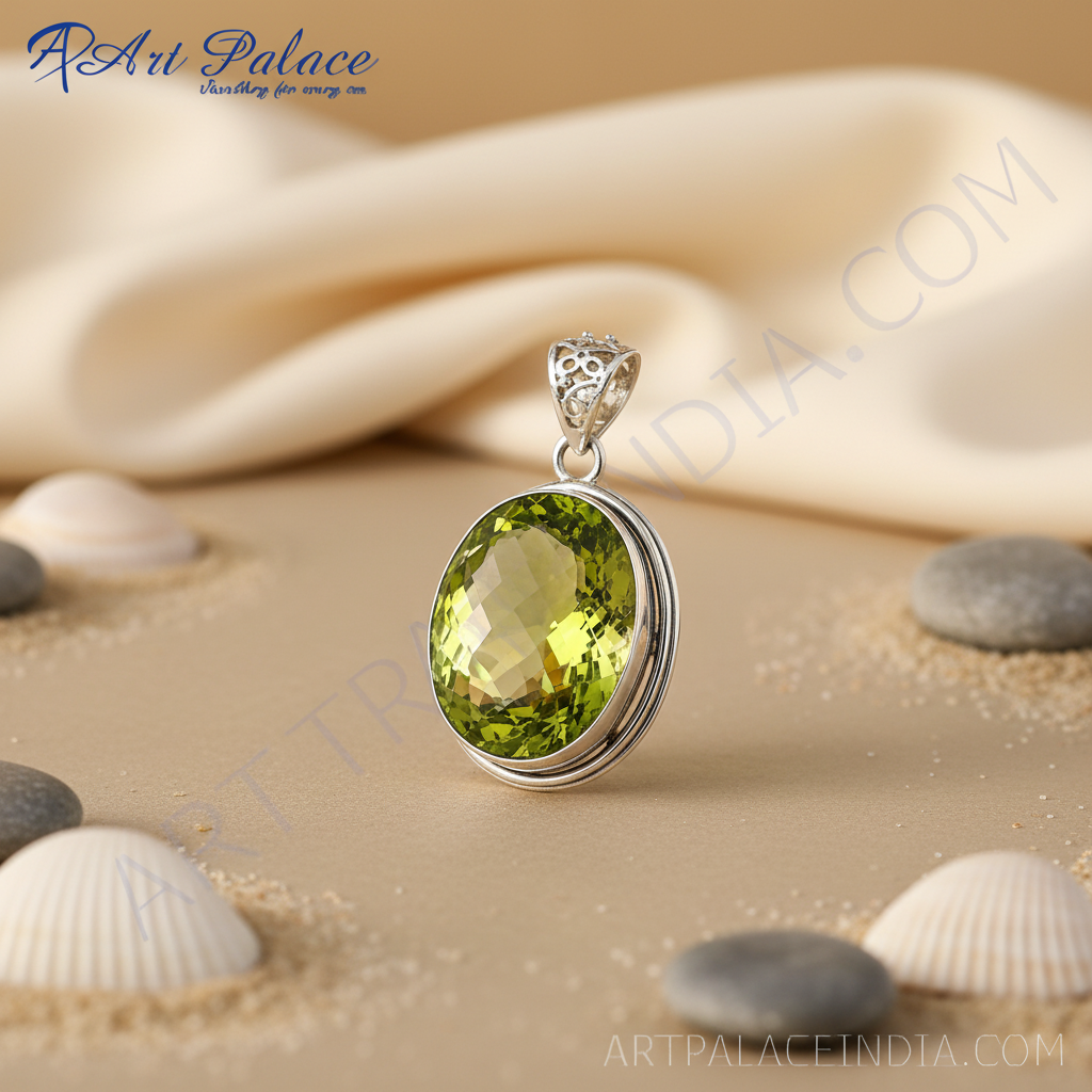 925 Silver Peridot Pendant for Women | Green Gemstone Jewelry