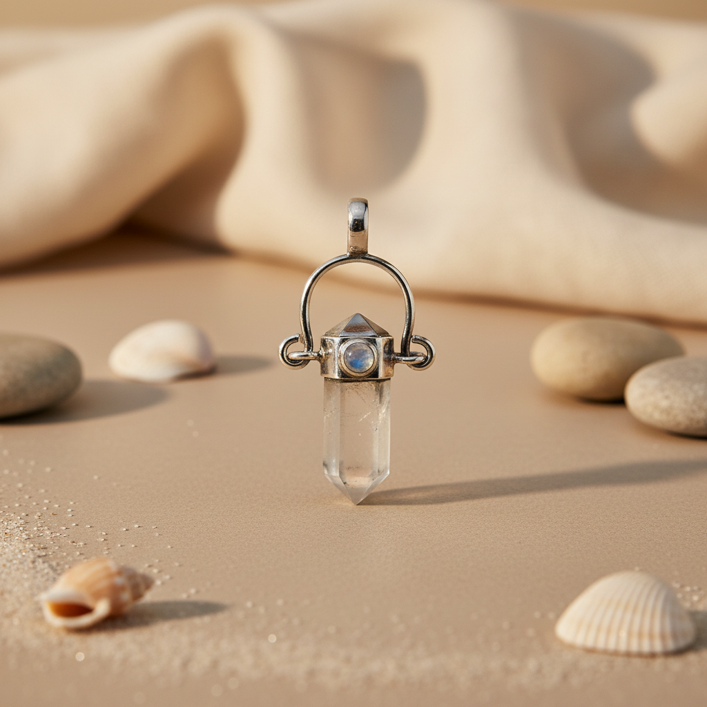 925 Silver Clear Quartz Crystal Pendant | For Women | Gift