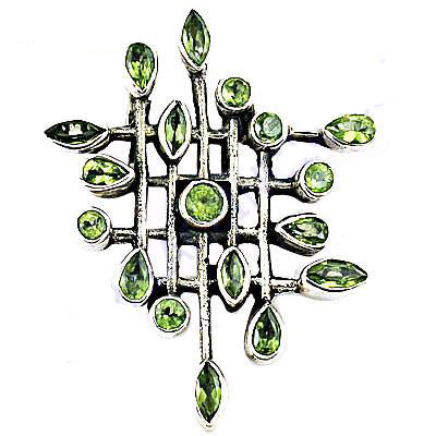 Silver Peridot Pendant Necklace for Women | Geometric Jewelry