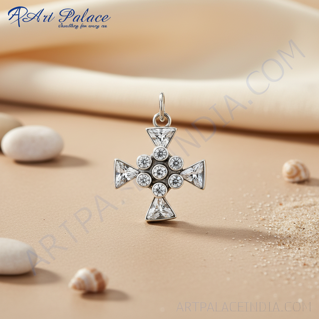 925 silver cubic zirconia cross pendant for women | gift jewelry