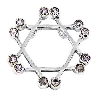 925 Silver Hexagon Pendant Necklace with Gemstones | Women's Gift
