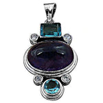Load image into Gallery viewer, 925 Silver Amethyst &amp; Blue Topaz Pendant for Women | Gemstone Jewelry
