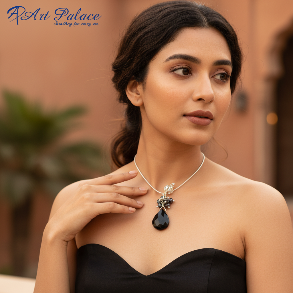 925 Silver Black Onyx Pearl Pendant for Women | Daily Wear Gift