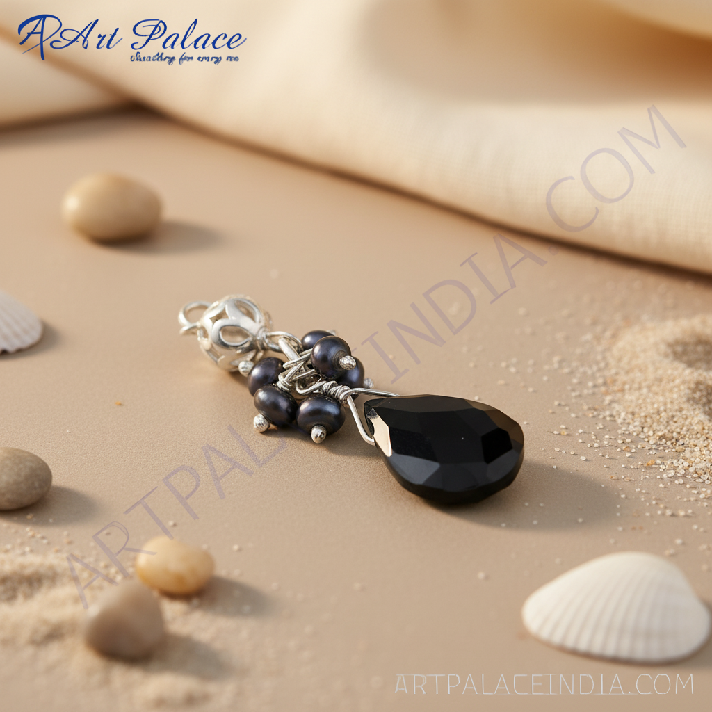 925 silver black onyx pearl pendant for women | daily wear gift