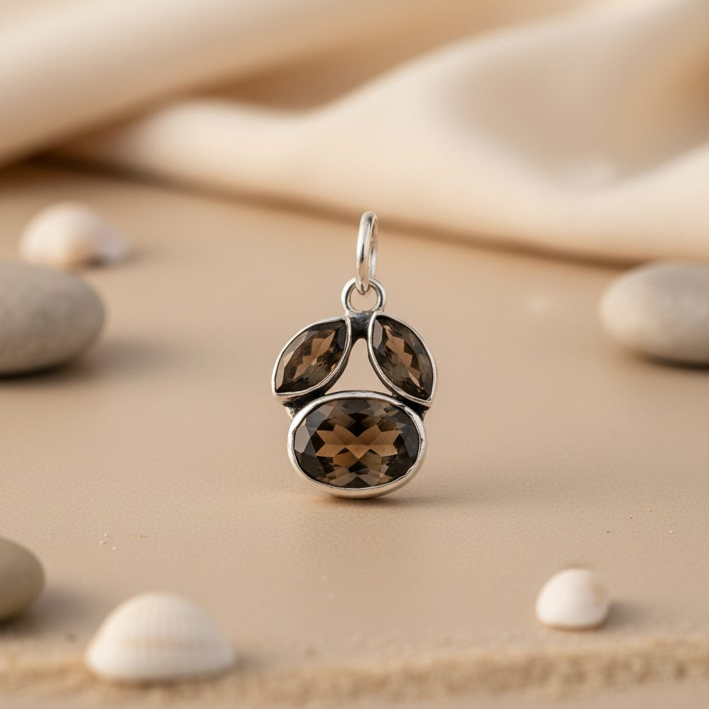 925 Silver Smoky Quartz Pendant for Women | Gemstone Jewelry