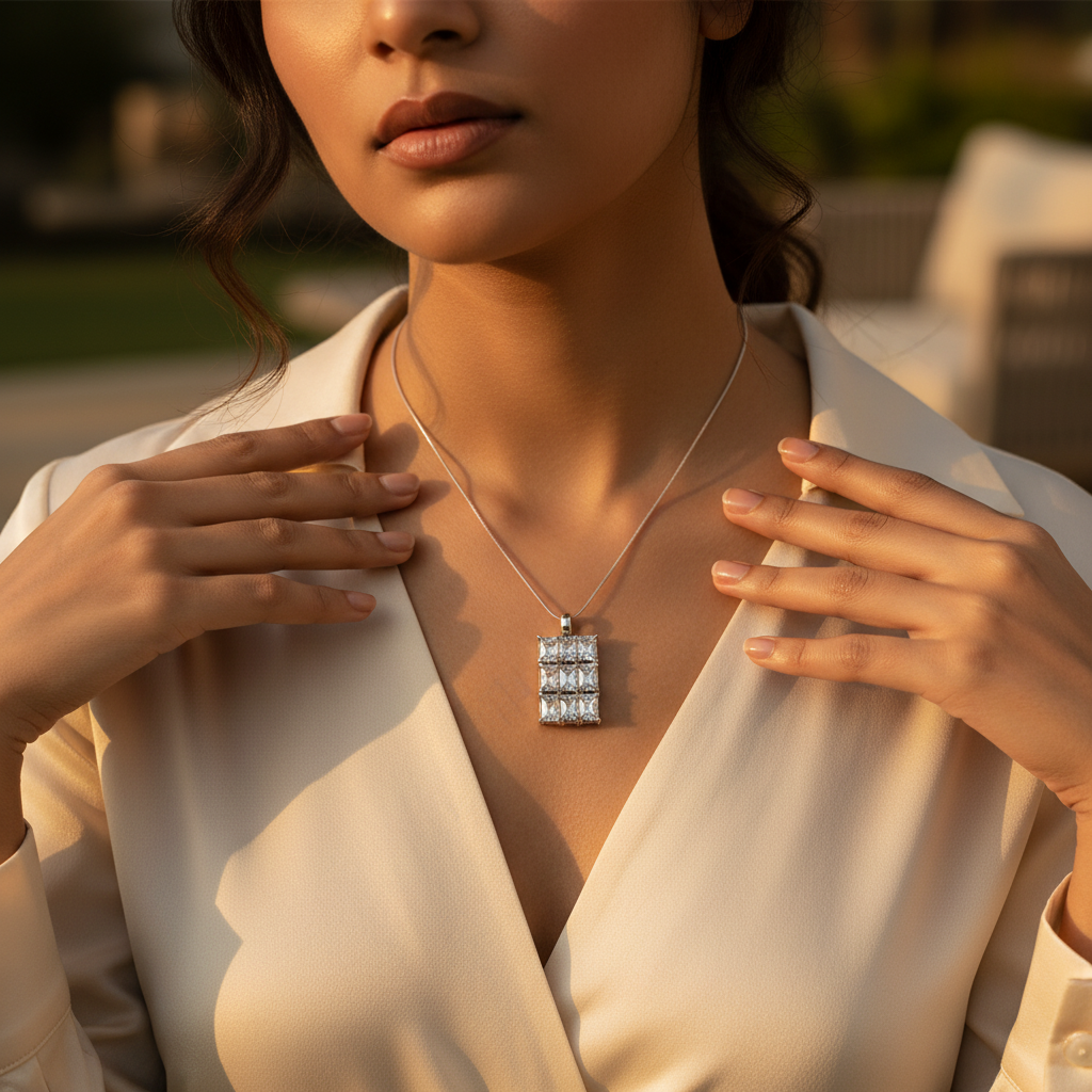 Colgante de plata con circonita cúbica para mujer | Regalo de joyería moderna