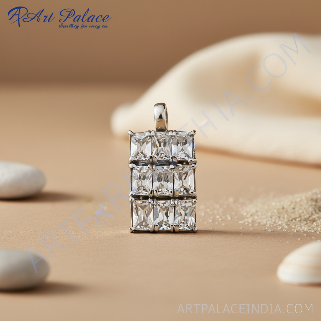 Colgante de plata con circonita cúbica para mujer | regalo de joyería moderna