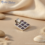 Load image into Gallery viewer, Colgante cuadrado de amatista en plata 925 para mujer | Joyería con piedras preciosas
