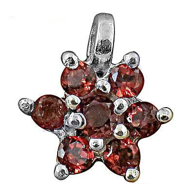 Silver Garnet Flower Pendant | Women's Red Gemstone Jewelry
