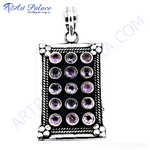 Load image into Gallery viewer, 925 sterling silver charm pendant featuring multiple purple amethyst gemstones, perfect for women's jewelry and gifts
