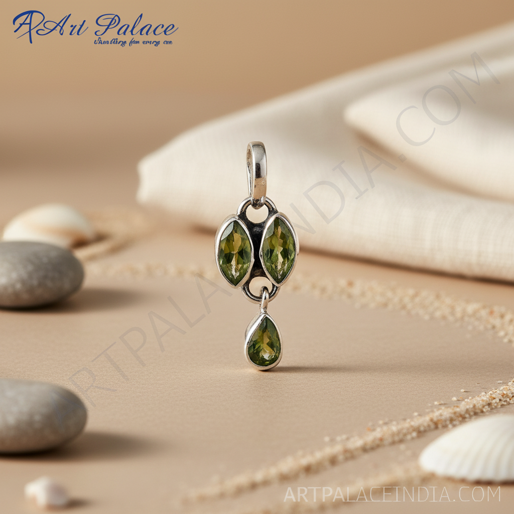 925 Silver Peridot Pendant for Women | Green Gemstone Jewelry