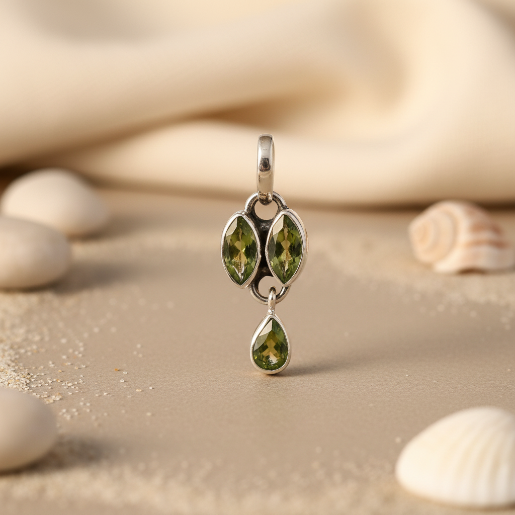 925 Silver Peridot Pendant for Women | Green Gemstone Jewelry