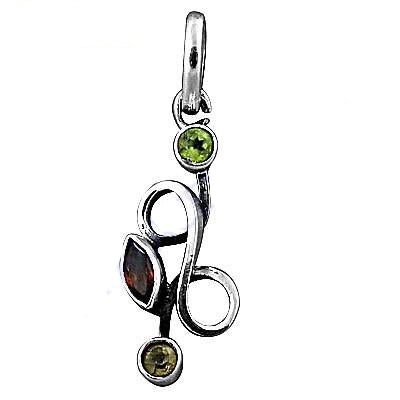 925 Silver Peridot & Garnet Pendant | Women's Fine Jewelry