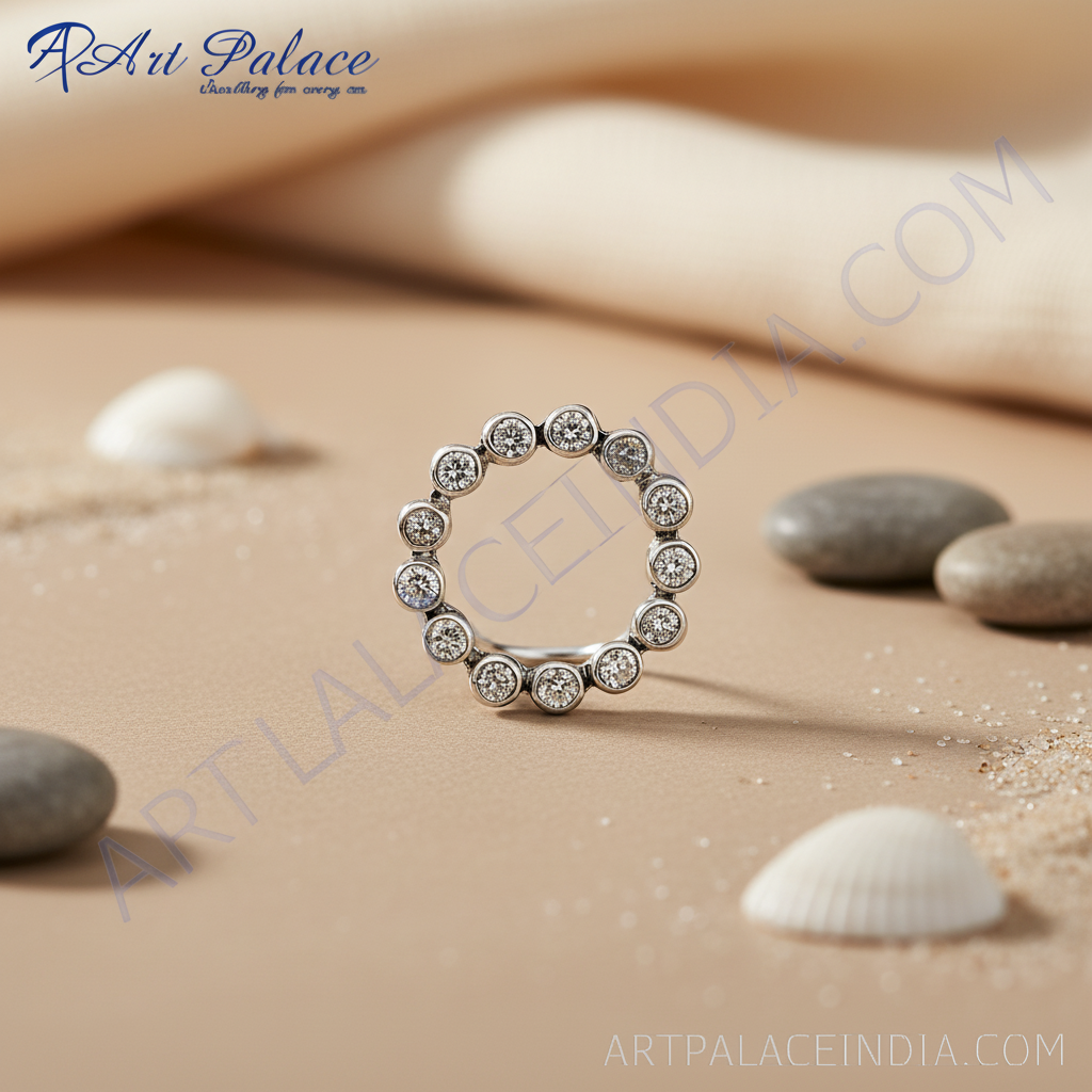 925 Silver Diamond Circle Pendant Necklace for Women