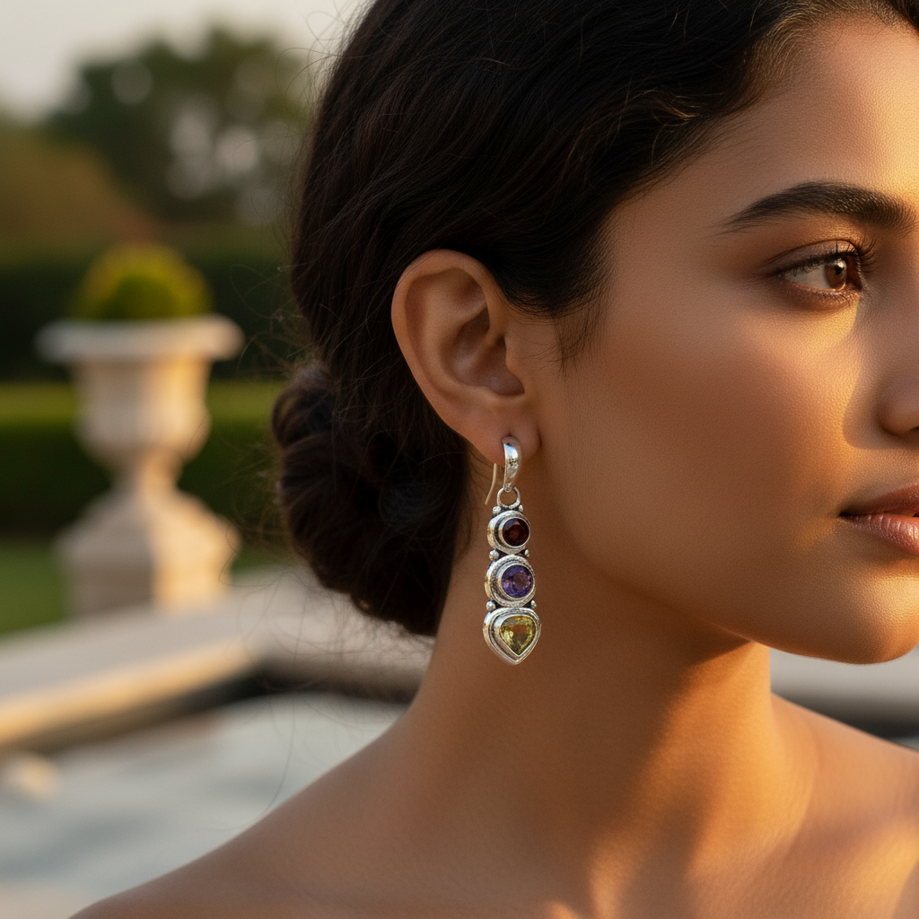 925 Silver Multi-Gemstone Pendant for Women | Daily Wear