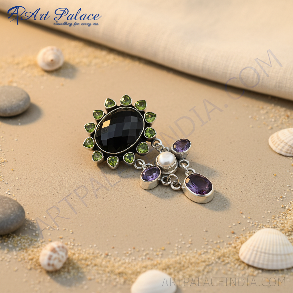 925银缟玛瑙紫水晶吊坠项链 | 女士珠宝礼品