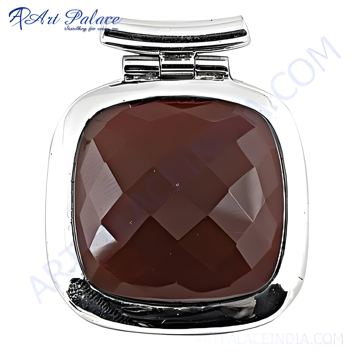 Silver pendant with a faceted brown gemstone, perfect for women's daily wear or gifting