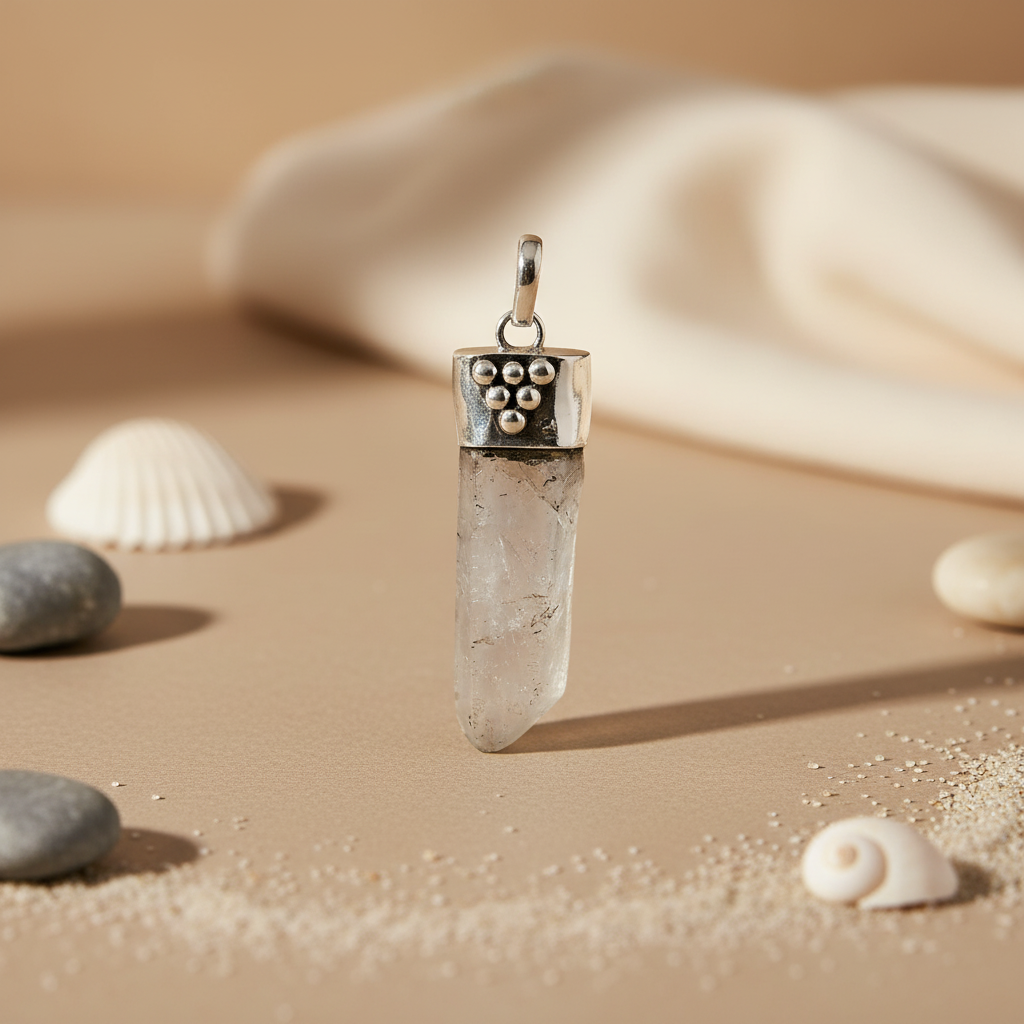 925 Silver Clear Quartz Pendant for Women | Gemstone Jewelry
