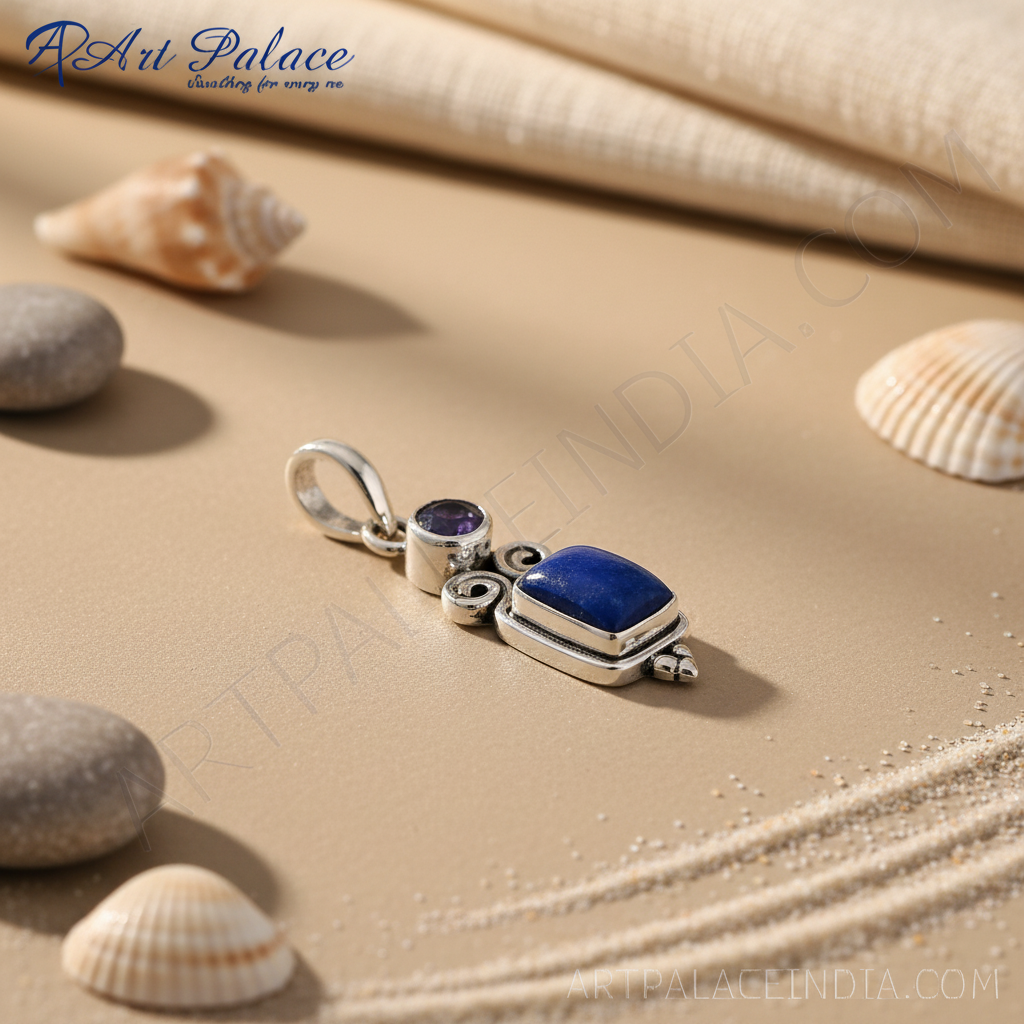 Colgante de piedra azul en plata 925 para mujer | collar de uso diario