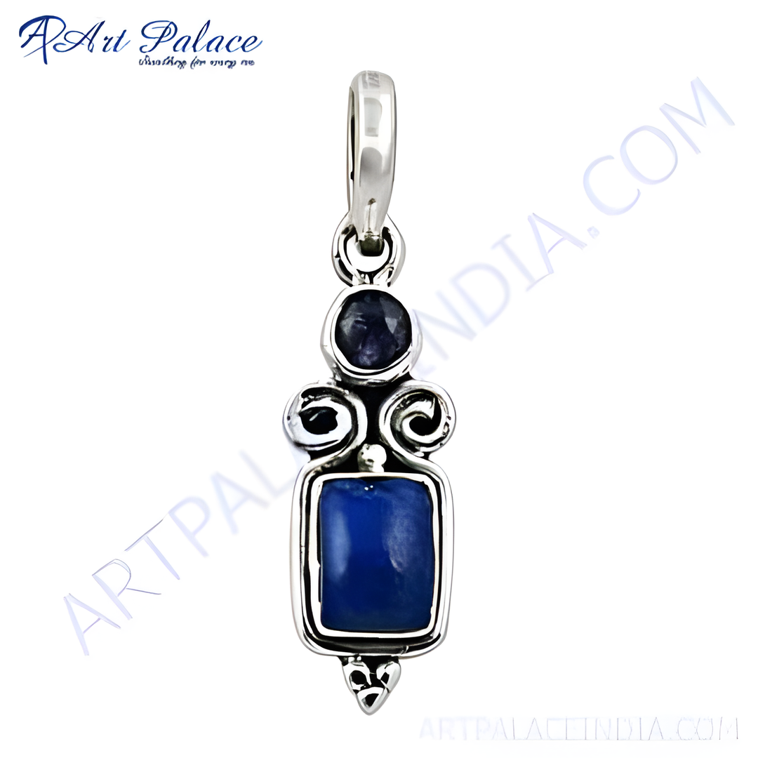 Sterling silver charm pendant featuring a vibrant blue gemstone for women.
