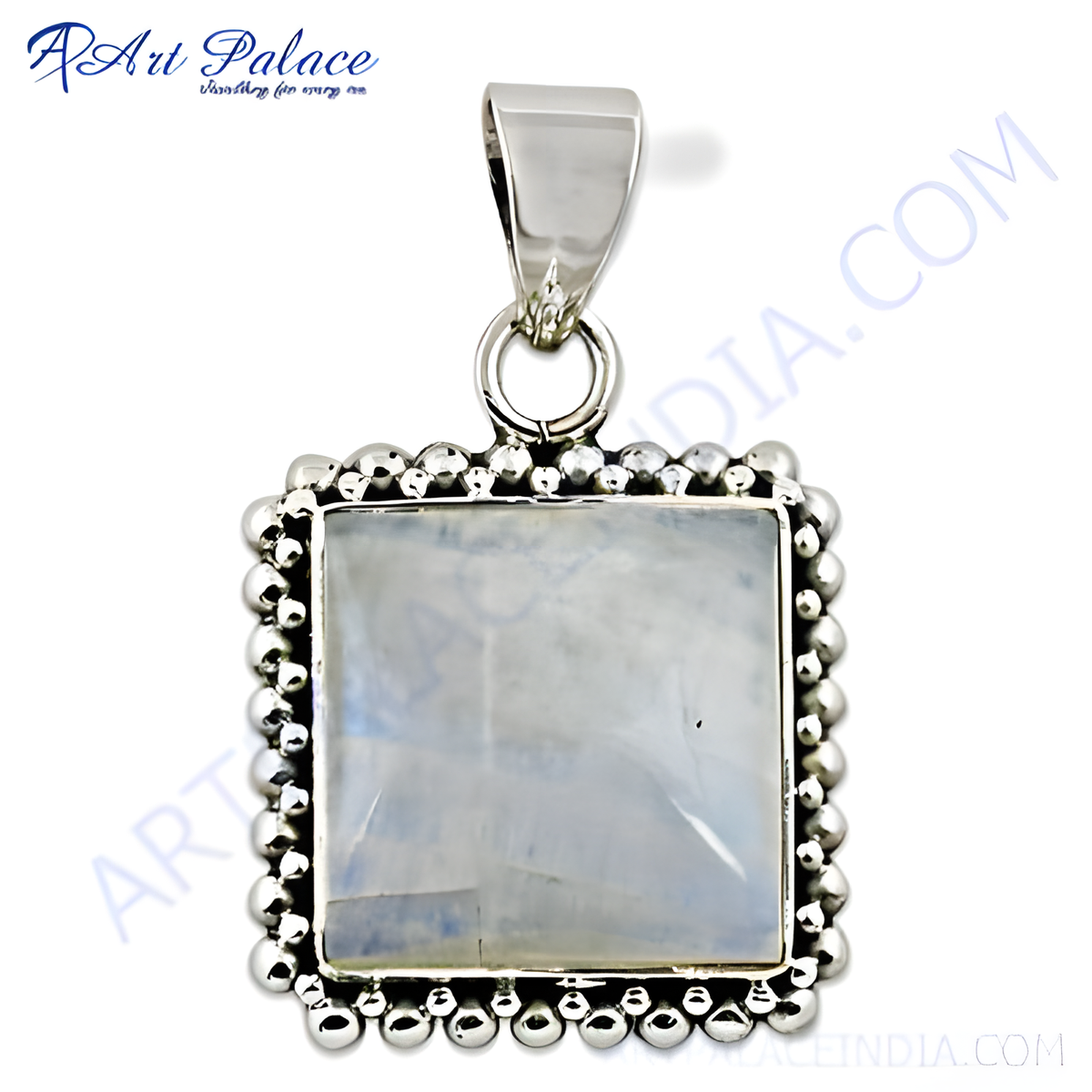 925 sterling silver moonstone square pendant