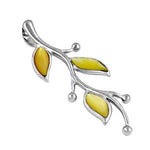 将图像加载到图库查看器中， Silver Leaf Pendant with Yellow Gemstones | Women's Jewelry Gift
