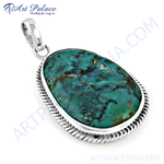 Load image into Gallery viewer, Sterling silver pendant with oval turquoise gemstone, turquoise and silver pendant, gemstone jewelry, women&#39;s necklace
