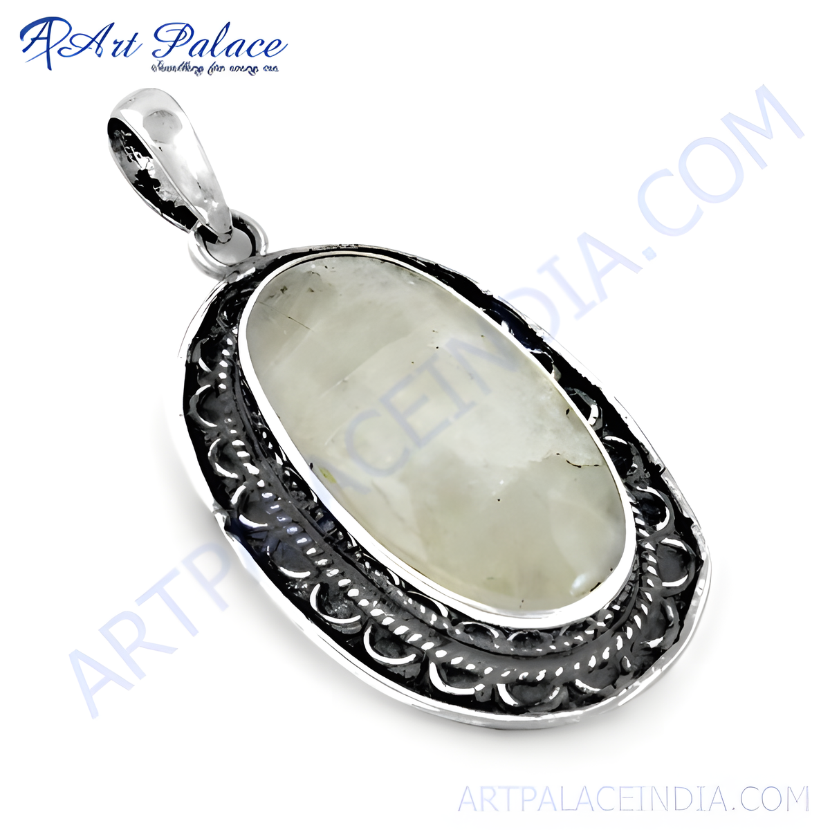 925 sterling silver moonstone pendant, oval gemstone pendant, women's necklace, silver jewelry, white moonstone