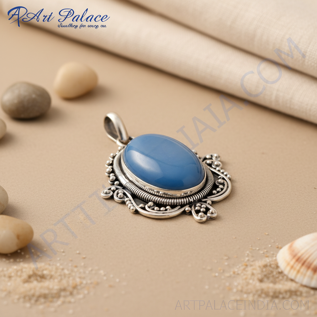 925 sterling silver blue gemstone pendant for women | gift jewelry