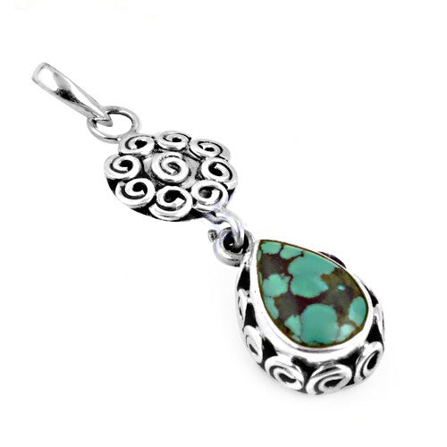 925 Silver Turquoise Teardrop Pendant for Women | Gemstone Jewelry