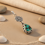 将图像加载到图库查看器中， 925 Silver Turquoise Teardrop Pendant for Women | Gemstone Jewelry

