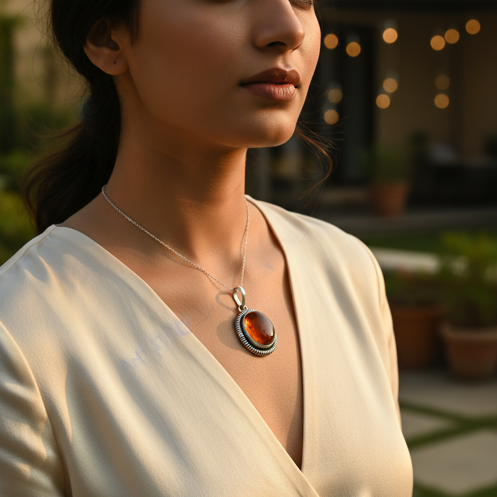 Colgante de ámbar en plata 925 para mujer | Joyería con piedras preciosas
