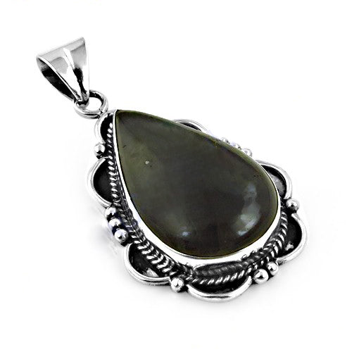 925 Silver Obsidian Teardrop Pendant for Women | Gemstone Jewelry