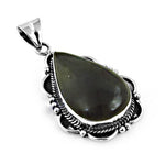 Load image into Gallery viewer, 925 Silver Obsidian Teardrop Pendant for Women | Gemstone Jewelry
