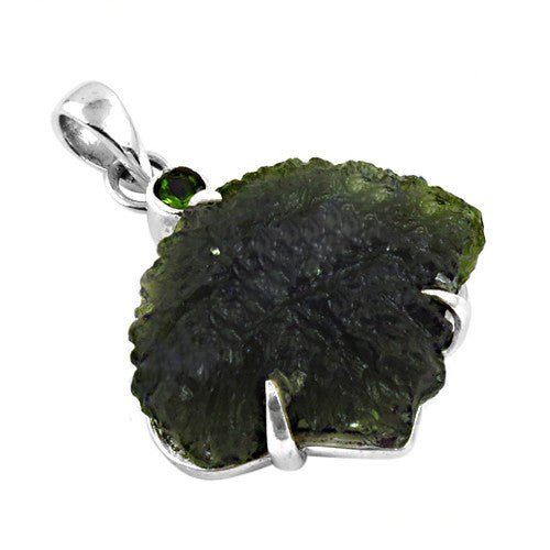 925 Sterling Silver Moldavite Pendant for Women | Gemstone Jewelry