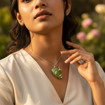 Load image into Gallery viewer, Silver Green Stone Pendant for Women | Modern Necklace Gift
