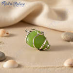 Load image into Gallery viewer, Silver Green Stone Pendant for Women | Modern Necklace Gift
