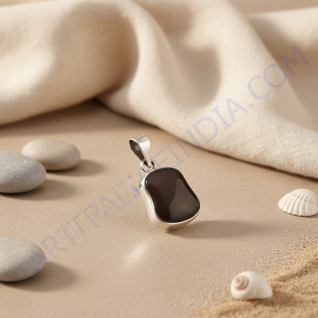 925 Silver Black Stone Pendant | Women's Elegant Jewelry