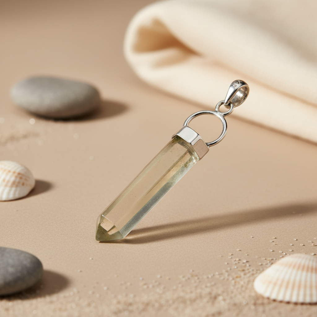 Silver Clear Quartz Crystal Pendant for Women | Healing Jewelry