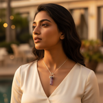 Load image into Gallery viewer, Colgante de cristal de amatista de plata para mujer | Joyería con piedras preciosas
