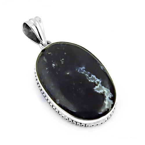 925 Silver Black Agate Pendant for Women | Gemstone Jewelry