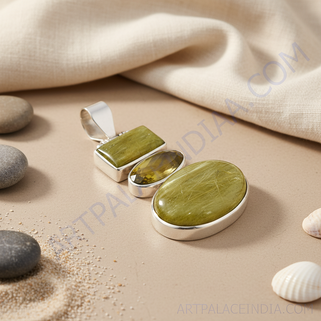 925 Silver Rutilated Quartz Pendant for Women | Gemstone Jewelry