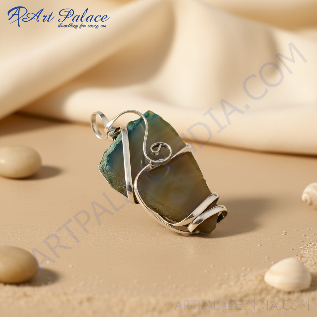 925 Silver Agate Pendant for Women | Gemstone Jewelry Gift