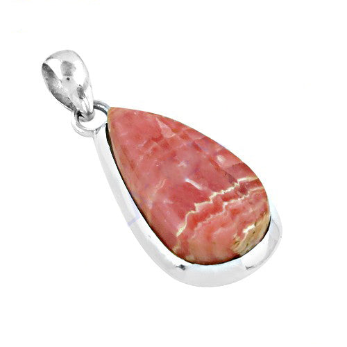 925 Silver Rhodonite Teardrop Pendant for Women | Gemstone Jewelry