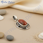 Load image into Gallery viewer, 925 Silver Red Coral Pendant | Gemstone Jewelry for Women
