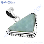 Load image into Gallery viewer, 925 sterling silver aquamarine gemstone pendant, light blue, triangular shape
